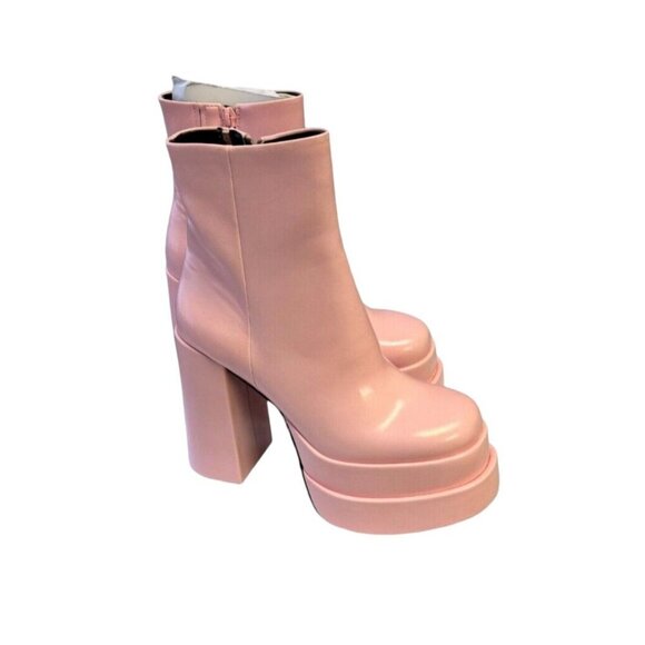 Call It Spring Tenacious Size 7.5 Pink Ankle Boot Chunky High Heel Cosplay NWT - Picture 1 of 11